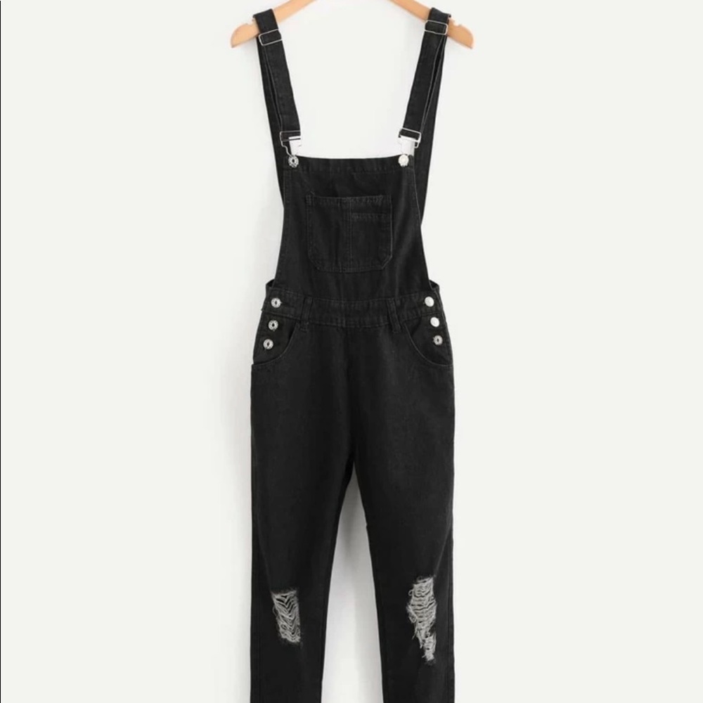 Black distressed overalls size small